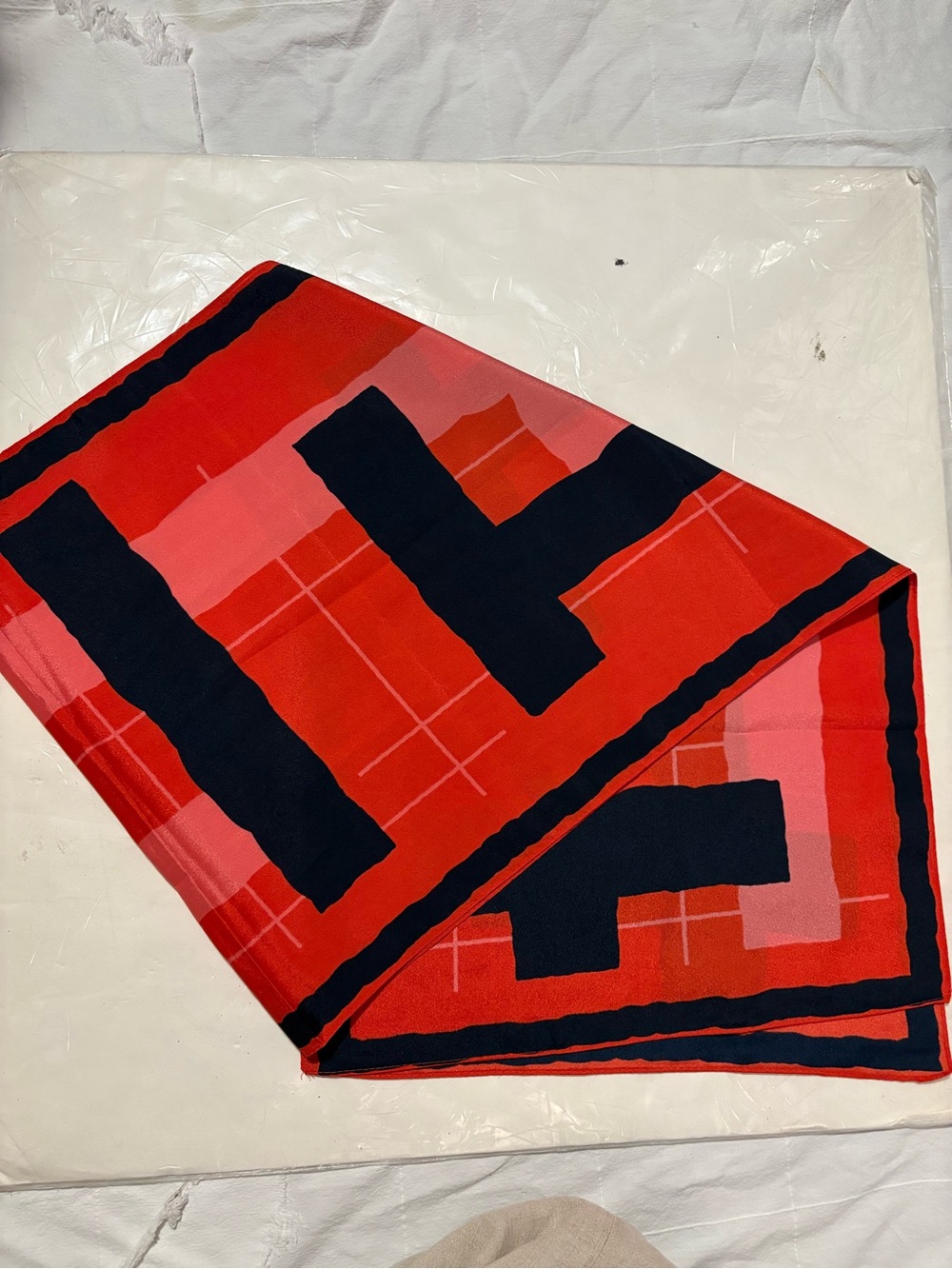 Vintage Jacob red & Black Geometric Men's Scarf 15.5 by 62 inches